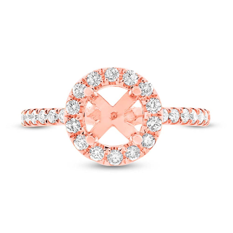 0.64ct 14k Rose Gold Diamond Semi-mount Ring