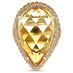 0.62ct Diamond & 31.74ct Citrine & Yellow Sapphire 14k Yellow Gold Ring