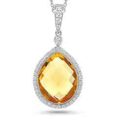 0.17ct Diamond & 4.49ct Citrine 14k White Gold Pendant