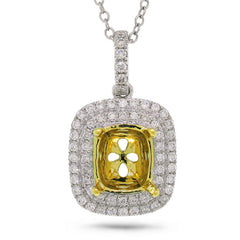 0.31ct 18k Two-tone Gold Diamond Semi-mount Pendant