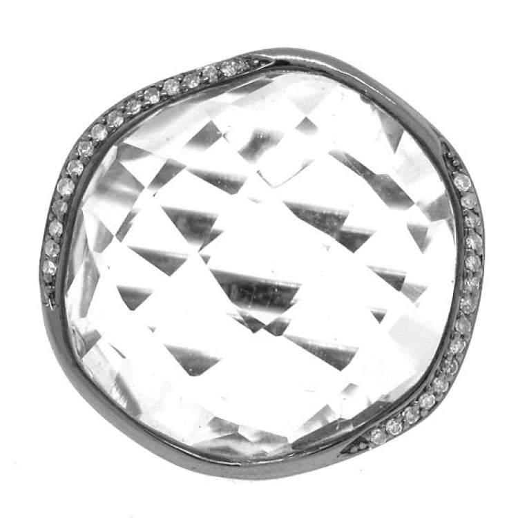 0.11ct Diamond & 20.50ct White Topaz 14k Black Rhodium Ring