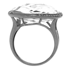 0.11ct Diamond & 20.50ct White Topaz 14k Black Rhodium Ring