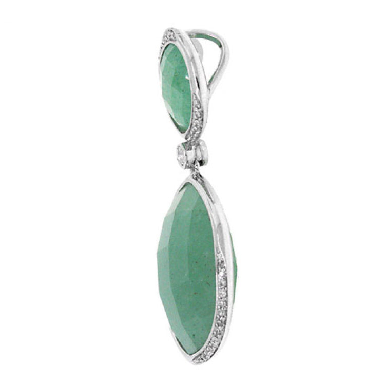 0.18ct Diamond & 22.94ct Aventurine 14k White Gold Pendant