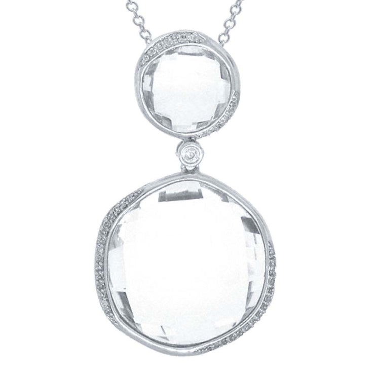 0.18ct Diamond & 23.73ct White Topaz 14k White Gold Pendant