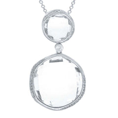 0.18ct Diamond & 23.73ct White Topaz 14k White Gold Pendant