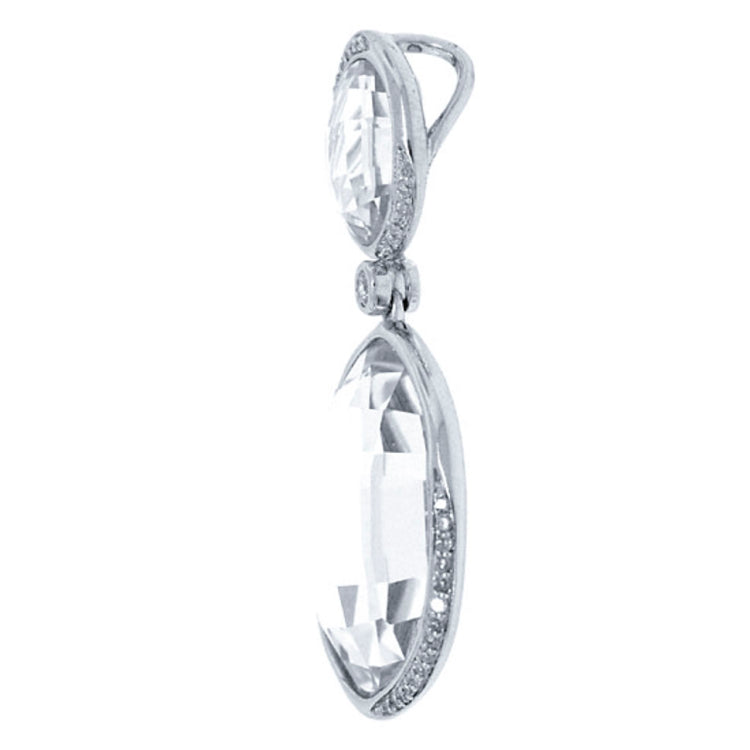 0.18ct Diamond & 23.73ct White Topaz 14k White Gold Pendant