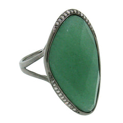 0.10ct Diamond & 19.30ct Aventurine 14k Black Rhodium Ring