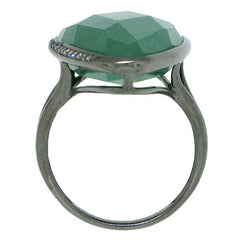 0.10ct Diamond & 19.30ct Aventurine 14k Black Rhodium Ring