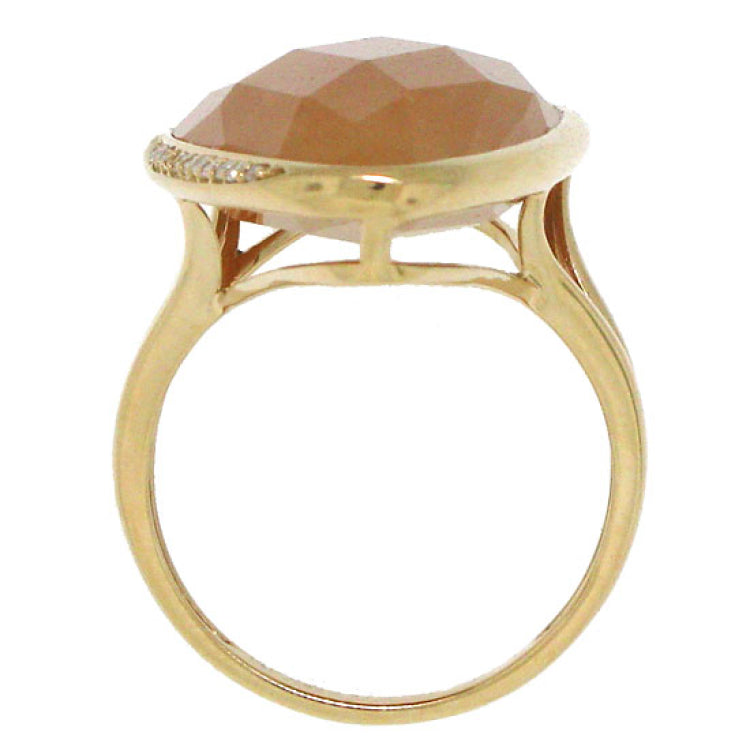 0.10ct Diamond & 17.57ct Peach Aventurine 14k Rose Gold Ring