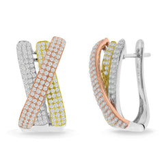 1.35ct 14k Three-tone Gold Diamond Bridge Earring