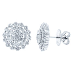 2.35ct 18k White Gold Diamond Cluster Stud Earring