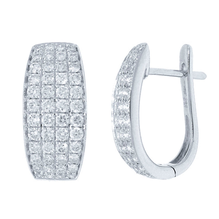 1.16ct 14k White Gold Diamond Pave Huggie Earring