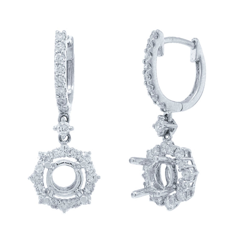 0.71ct 18k White Gold Diamond Semi-mount Earring