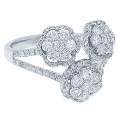 1.09ct 14k White Gold Diamond Flower Ring
