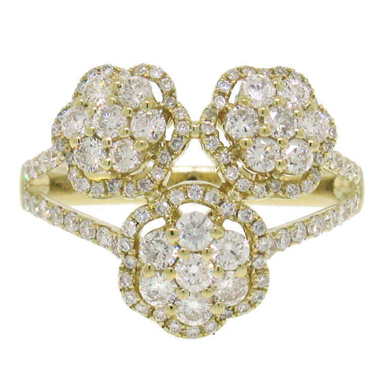 1.09ct 14k Yellow Gold Diamond Flower Ring