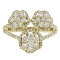 1.09ct 14k Yellow Gold Diamond Flower Ring