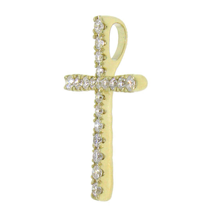 0.21ct 14k Yellow Gold Diamond Cross Necklace