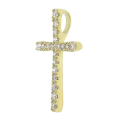 0.21ct 14k Yellow Gold Diamond Cross Necklace