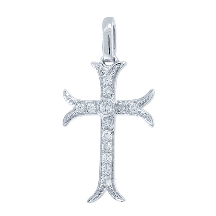 0.15ct 14k White Gold Diamond Cross Necklace
