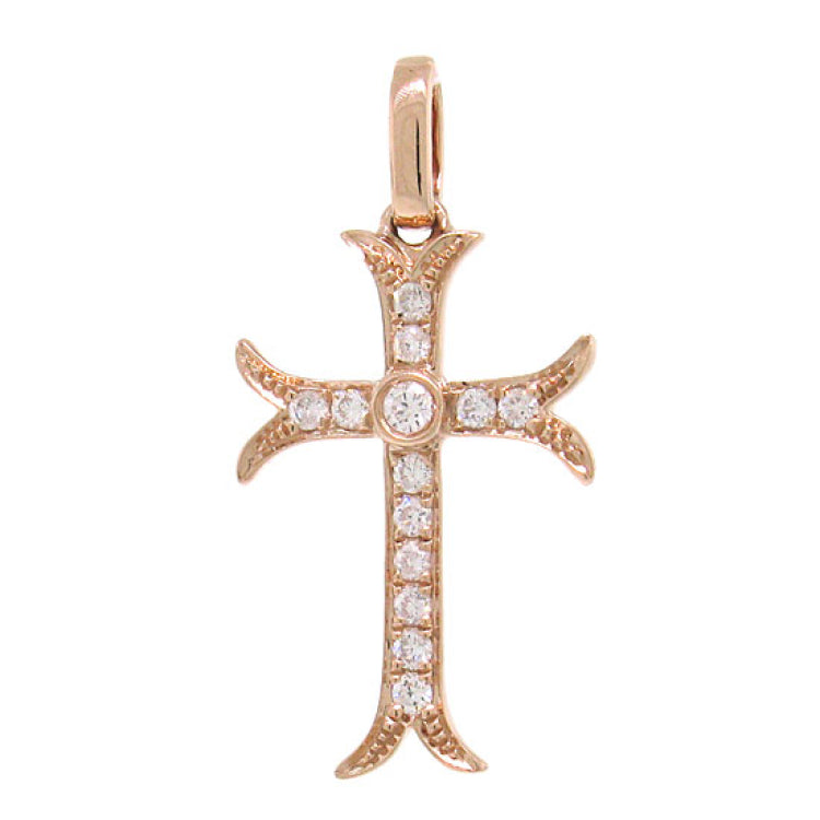 0.15ct 14k Rose Gold Diamond Cross Necklace