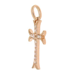 0.15ct 14k Rose Gold Diamond Cross Necklace