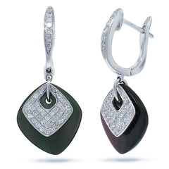 0.36ct 14k White Gold Diamond & Mother Of Pearl Earring