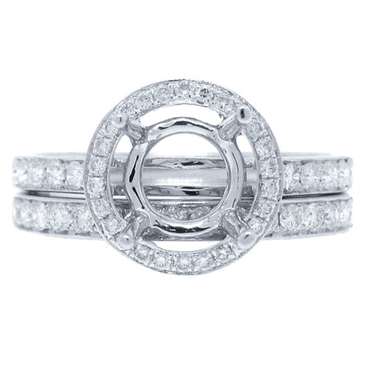 0.91ct 18k White Gold Diamond Semi-mount Ring 2-pc