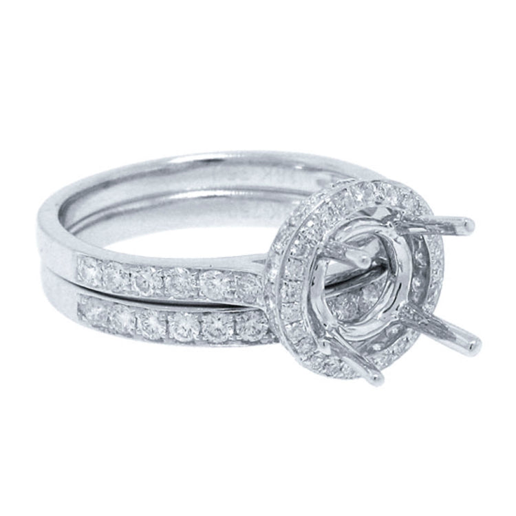 0.91ct 18k White Gold Diamond Semi-mount Ring 2-pc