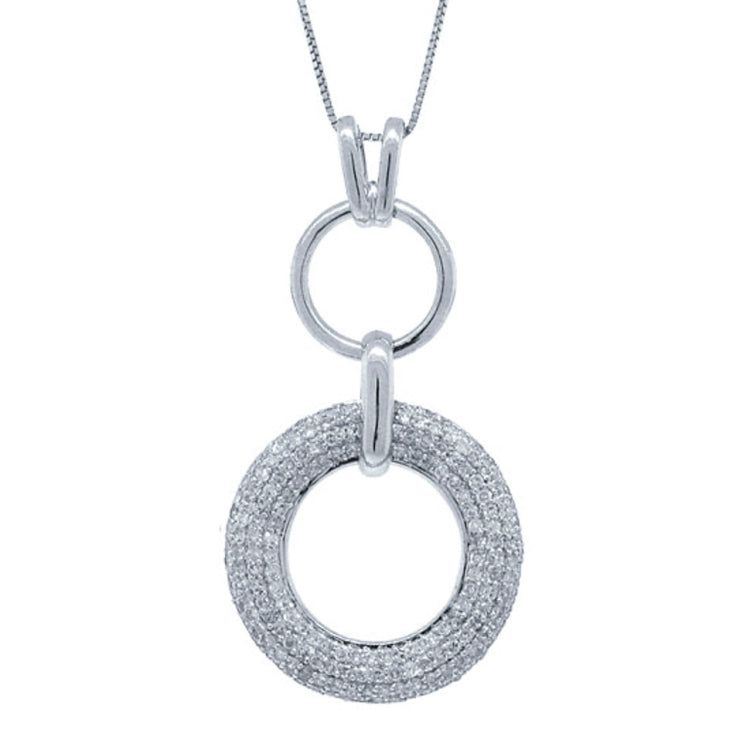 0.85ct 14k White Gold Diamond Pave "o" Pendant