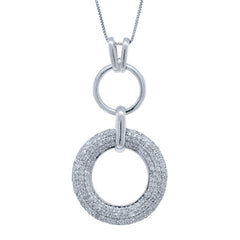 0.85ct 14k White Gold Diamond Pave "o" Pendant