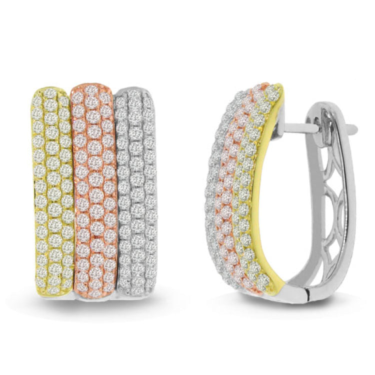1.95ct 14k Three-tone Gold Diamond Earring
