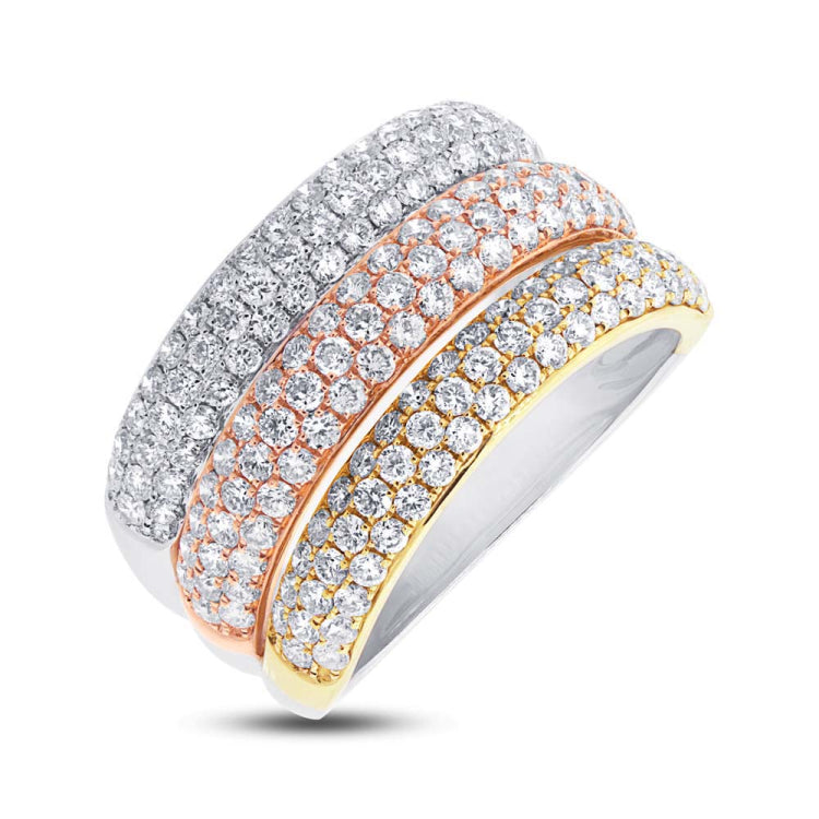 1.88ct 14k Three-tone Gold Diamond Pave Lady's Ring