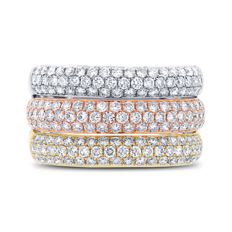 1.88ct 14k Three-tone Gold Diamond Pave Lady's Ring