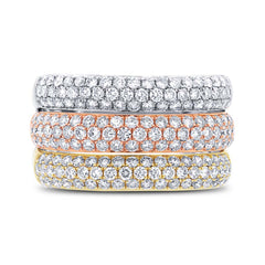 1.88ct 14k Three-tone Gold Diamond Pave Lady's Ring