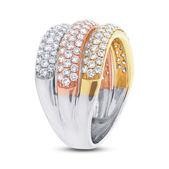 1.88ct 14k Three-tone Gold Diamond Pave Lady's Ring