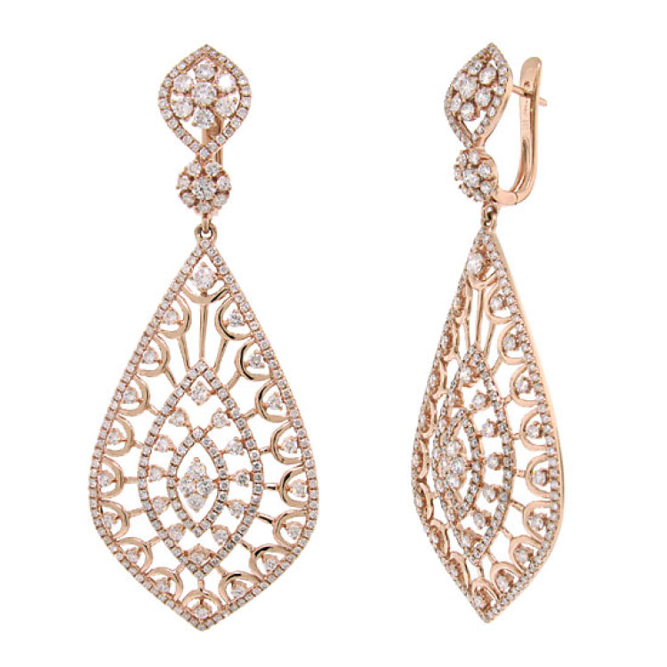4.14ct 14k Rose Gold Diamond Earring