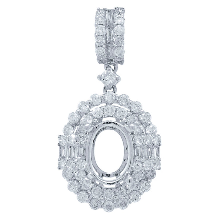 0.74ct 18k White Gold Diamond Semi-mount Pendant