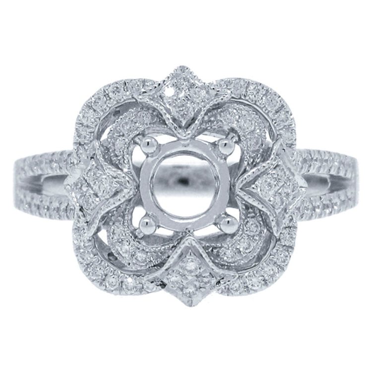 0.33ct 14k White Gold Diamond Semi-mount Engagement Ring