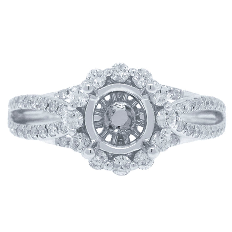 0.52ct 14k White Gold Diamond Semi-mount Ring