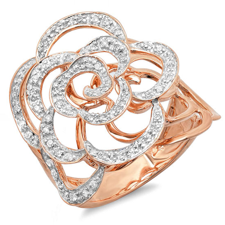 0.23ct 14k Two-tone Rose Gold Diamond Flower Ring