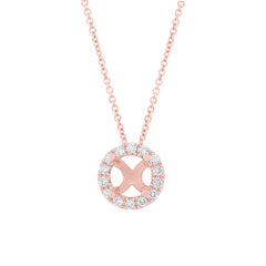 0.21ct 14k Rose Gold Diamond Semi-mount Pendant for 0.75ct Center