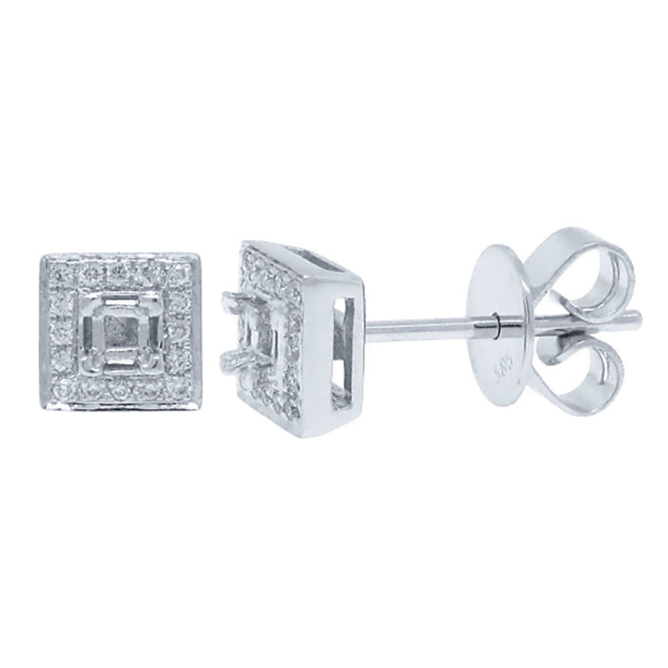 0.09ct 14k White Gold Diamond Semi-mount Earring