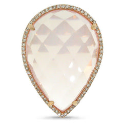 0.22ct Diamond & 17.68ct Rose Quartz 14k Rose Gold Ring