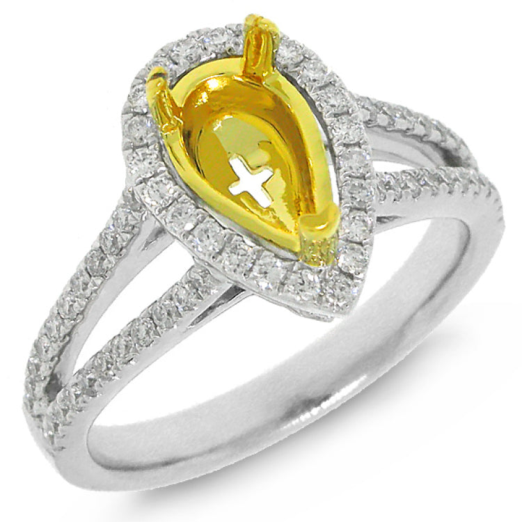 0.51ct 14k Two-tone Gold Diamond Semi-mount Ring