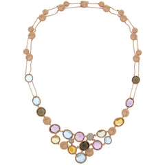 0.17ct Diamond & 38.18ct Multicolor Stone 14k Rose Gold Necklace