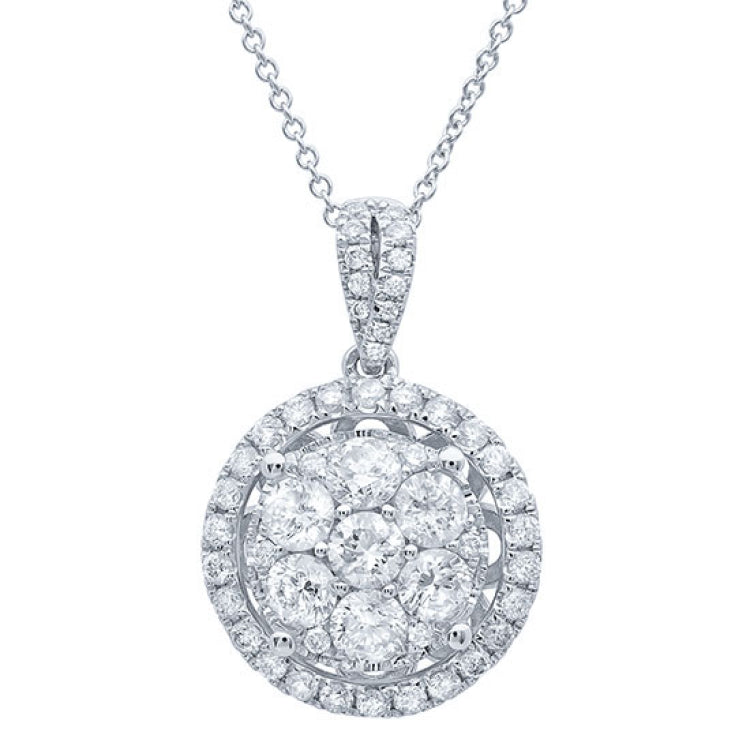 1.17ct 14k White Gold Diamond Cluster Pendant