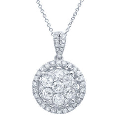 1.17ct 14k White Gold Diamond Cluster Pendant