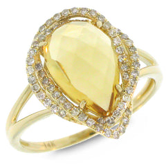 0.26ct Diamond & 2.97ct Citrine 14k Yellow Gold Ring