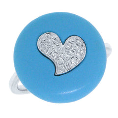 0.16ct 14k White Gold Diamond & Composite Turquoise Heart Ring