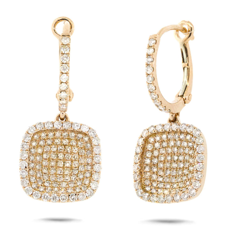 1.00ct 14k Yellow Gold Diamond Pave Earring